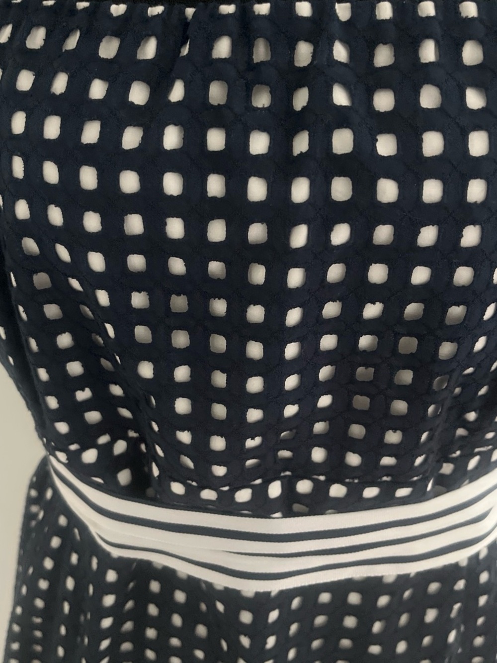 Vineyard Vines Navy and White Strapless Checked Belted Dress - Picture 3 of 6